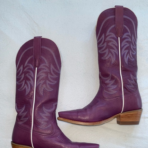EUC Tecovas "The Annie" in Violet Purple Leather Tall Cowboy Boots for Cowgirls - Picture 4 of 8